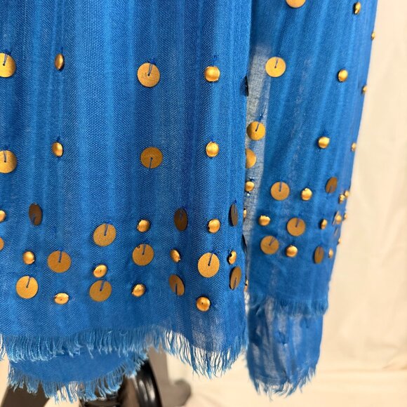 Collection Eighteen Women's Scarf | OS | Blue with Embellishment & Fringe - Picture 3 of 8